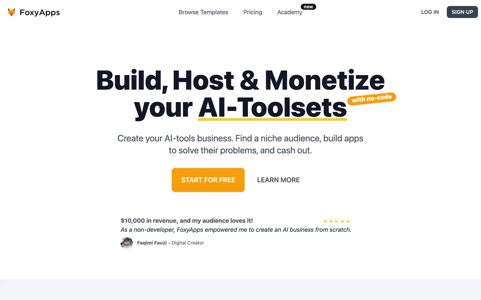 Screenshot of the FoxyApps website