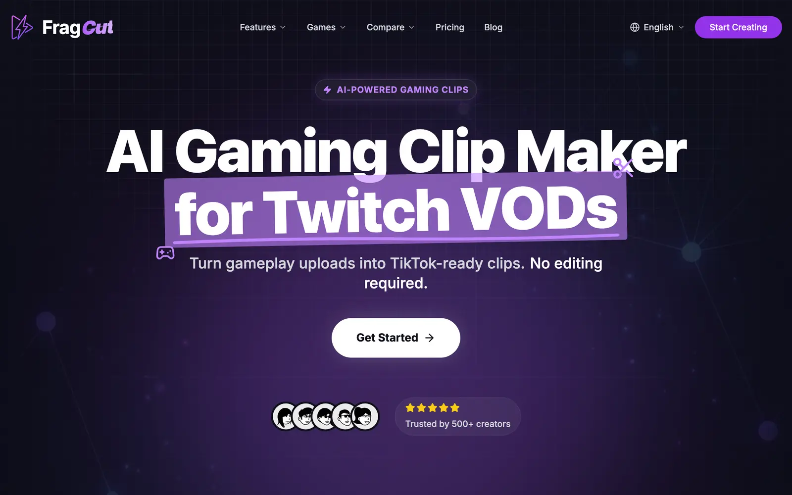 Screenshot of the FragCut website
