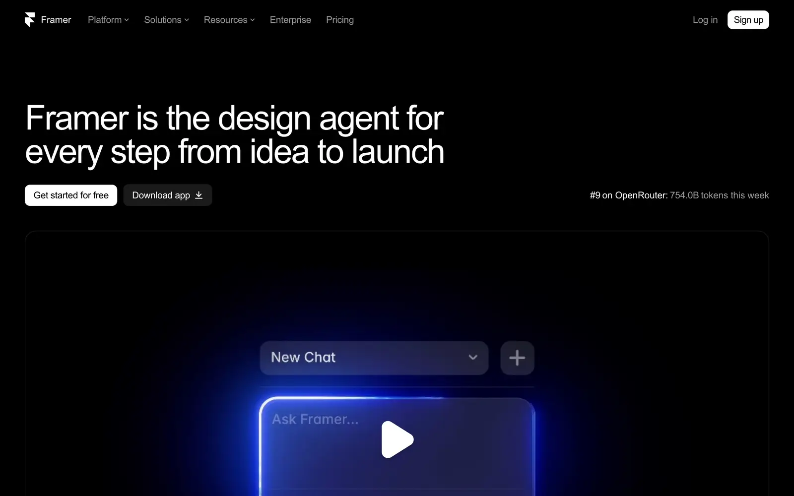 Screenshot of the Framer website