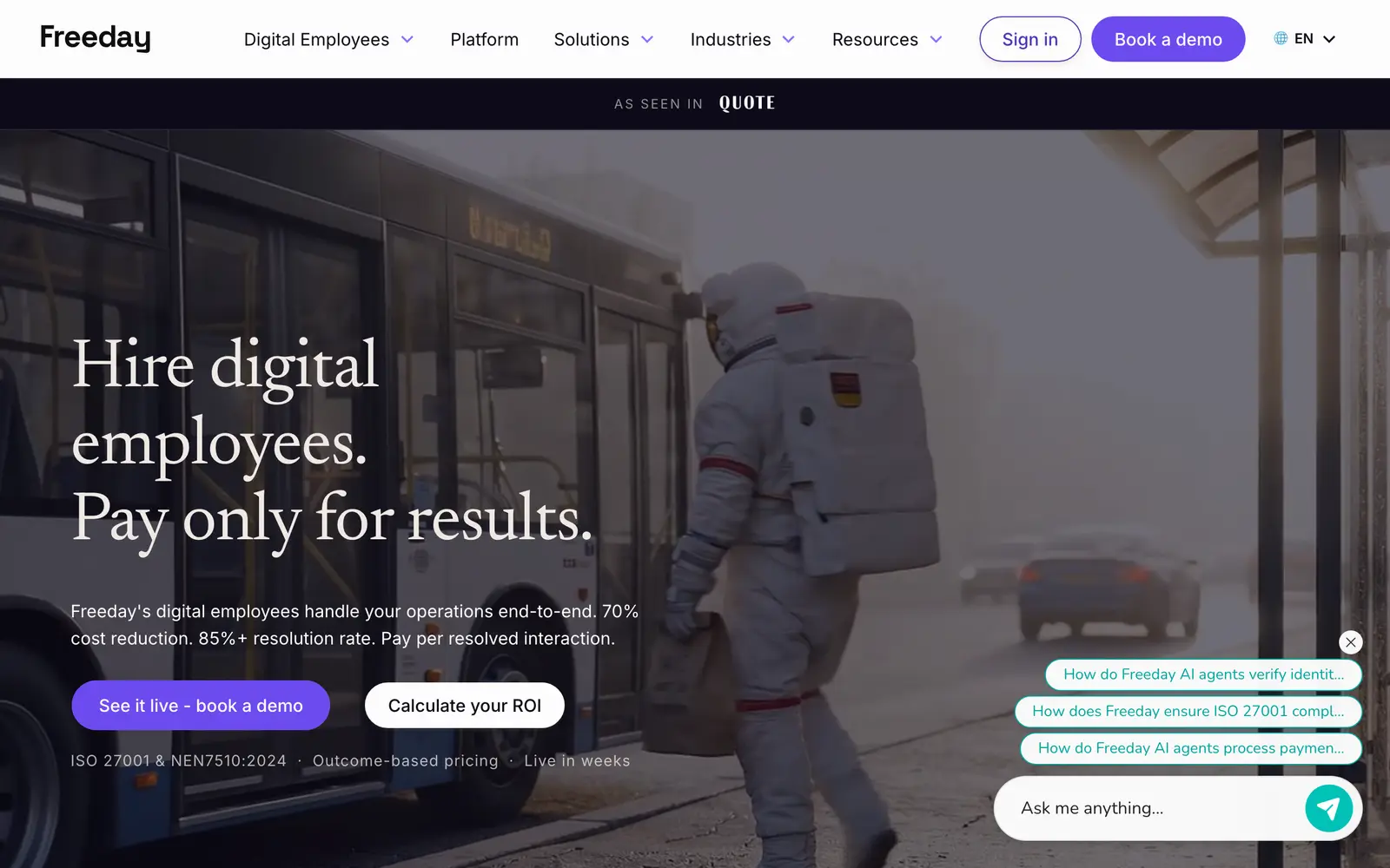 Screenshot of the Freeday website