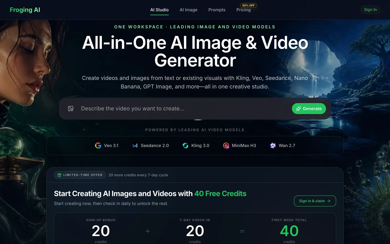Screenshot of the Froging AI website