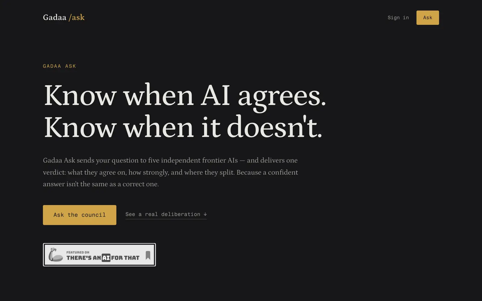 Screenshot of the Gadaa Ask website