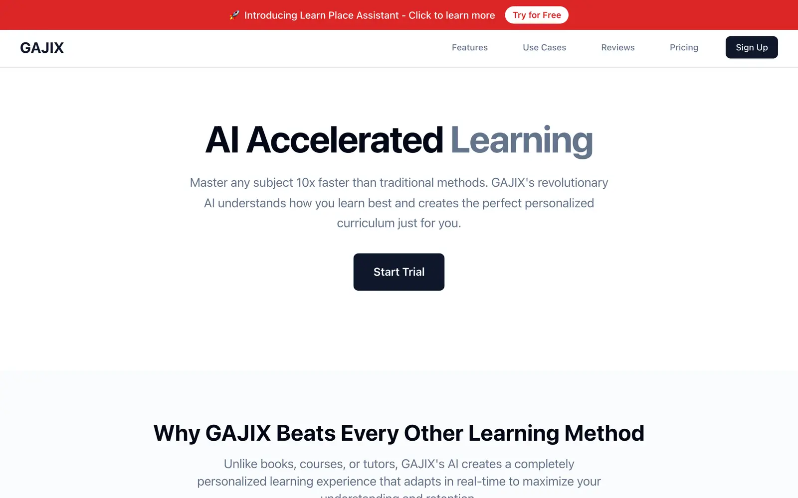 Screenshot of the GAJIX website
