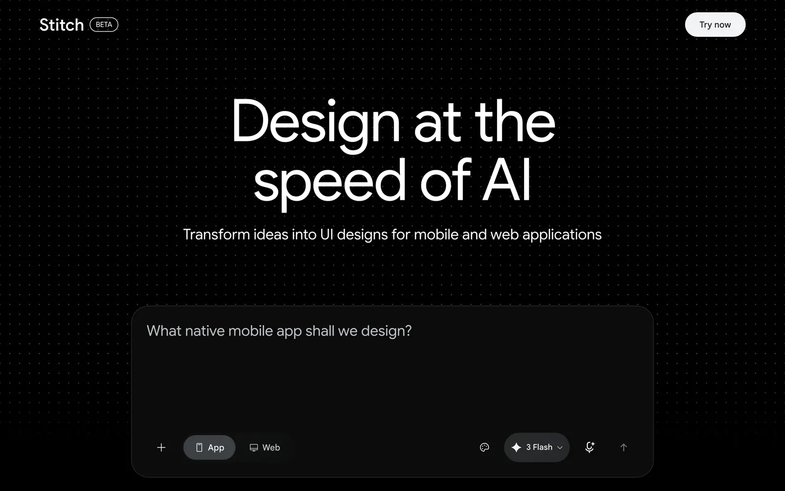 Screenshot of the Google Stitch website