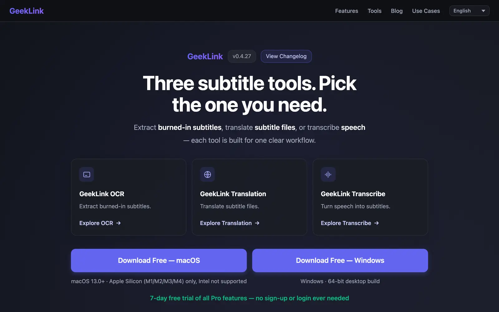 Screenshot of the GeekLink website