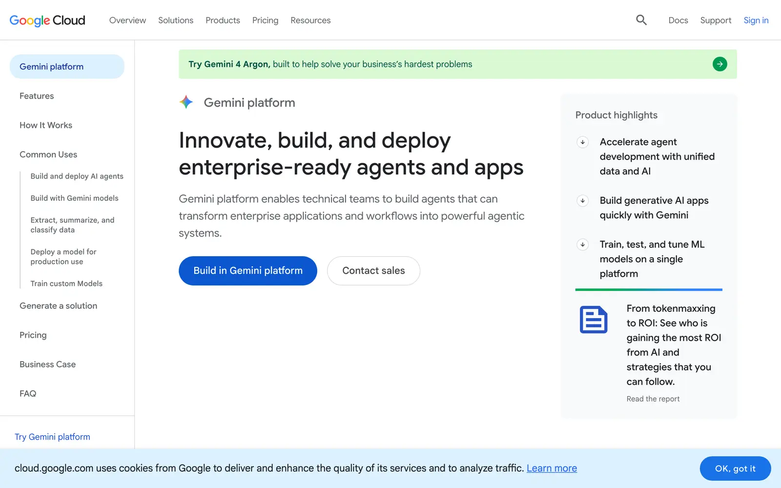 Screenshot of the Gemini Enterprise Agent Platform website