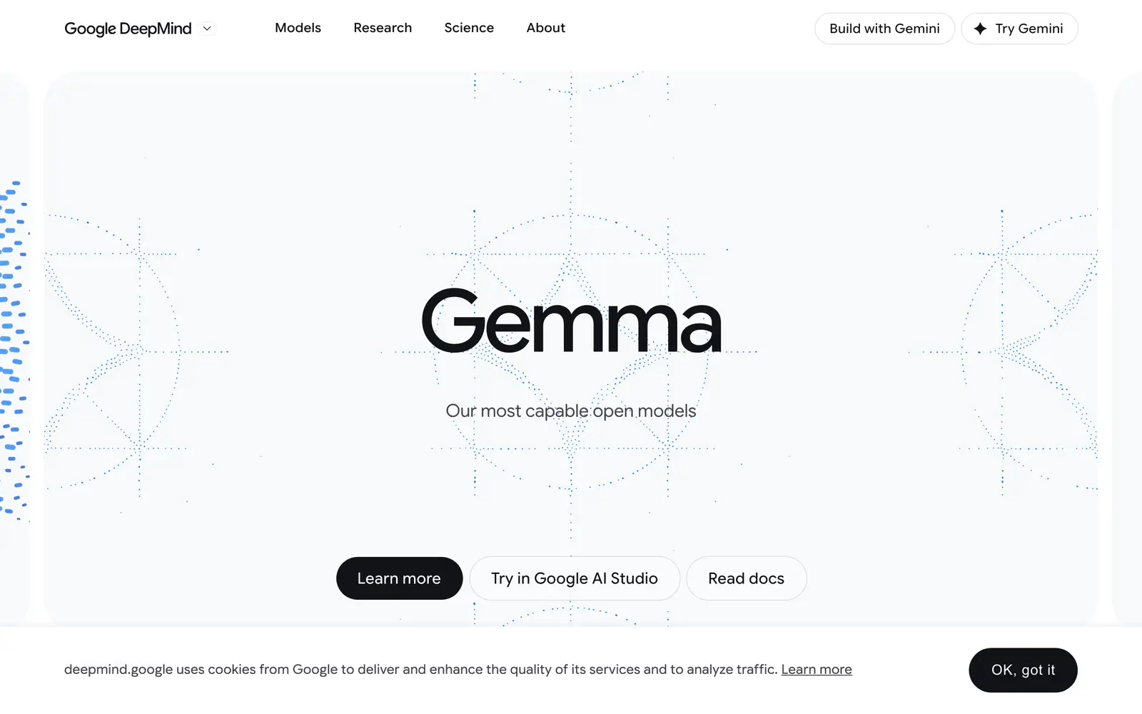 Screenshot of the Gemma website