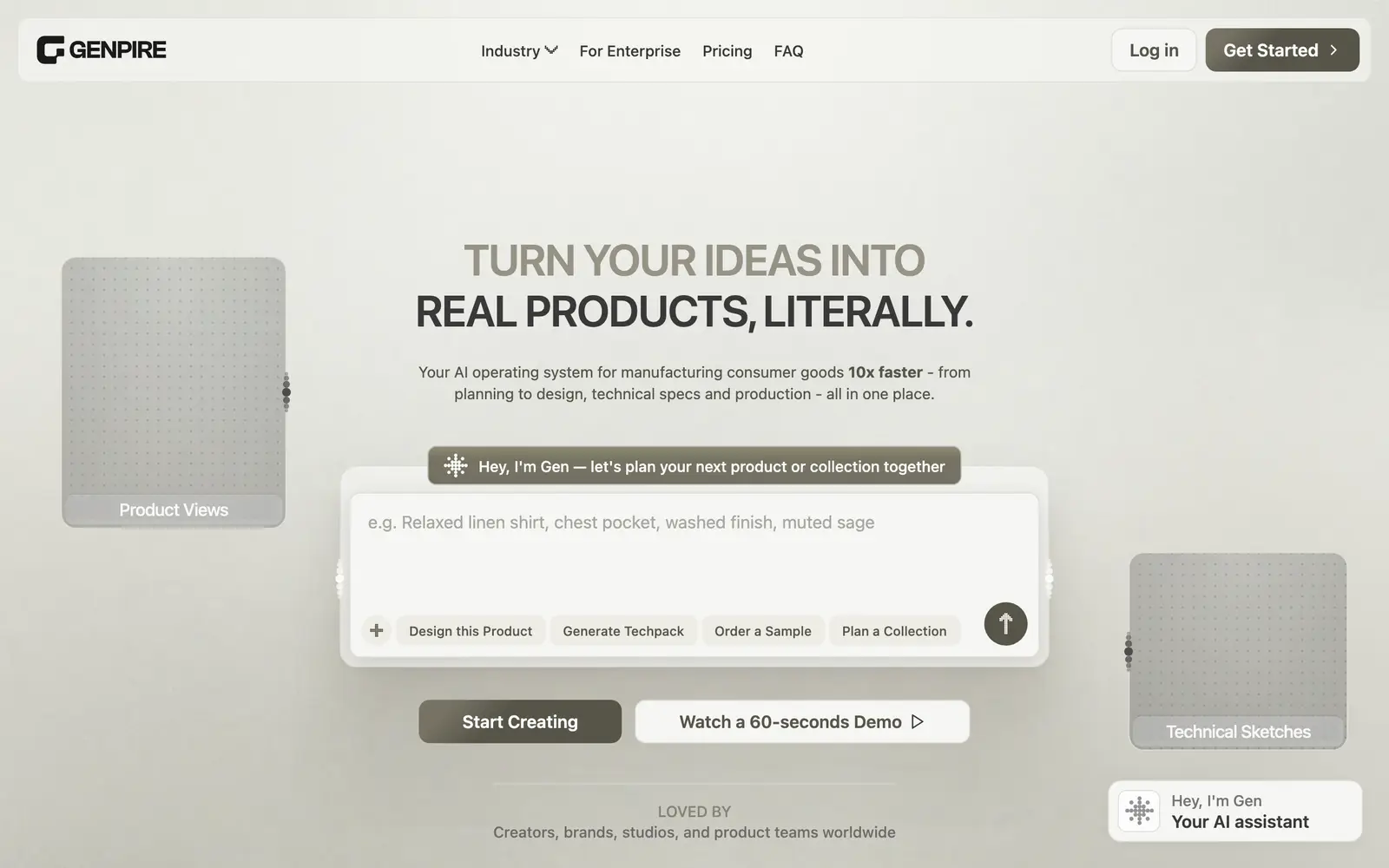 Screenshot of the Genpire website