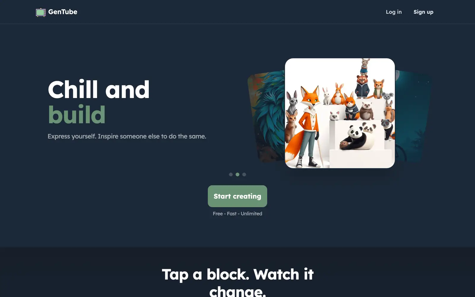 Screenshot of the GenTube website