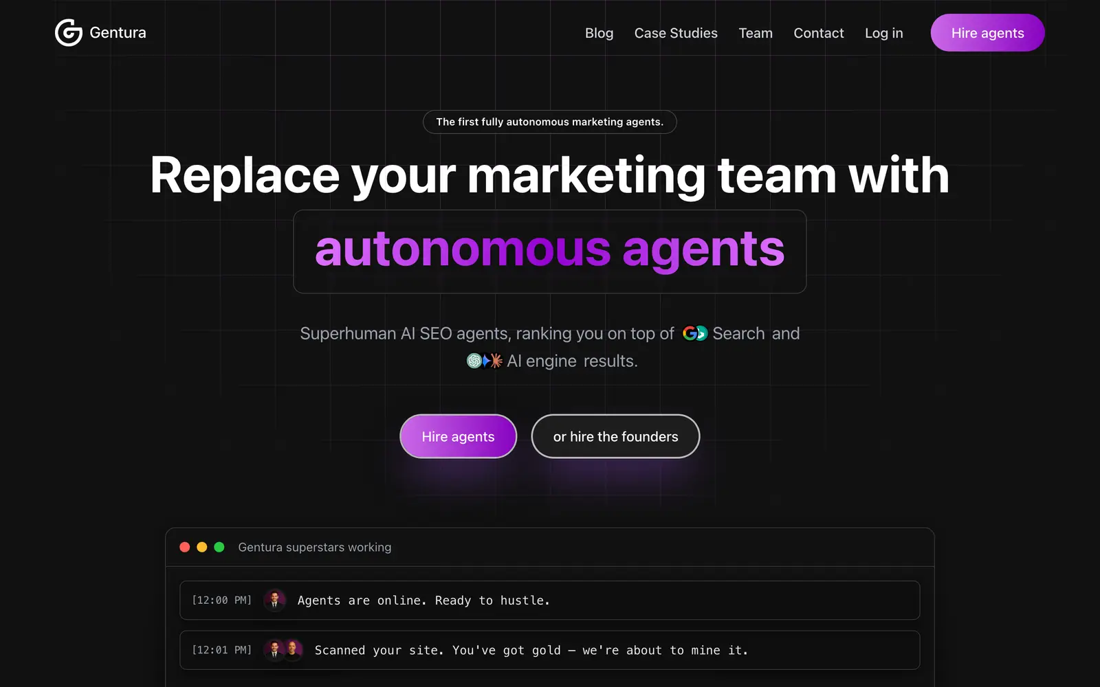 Screenshot of the Gentura website