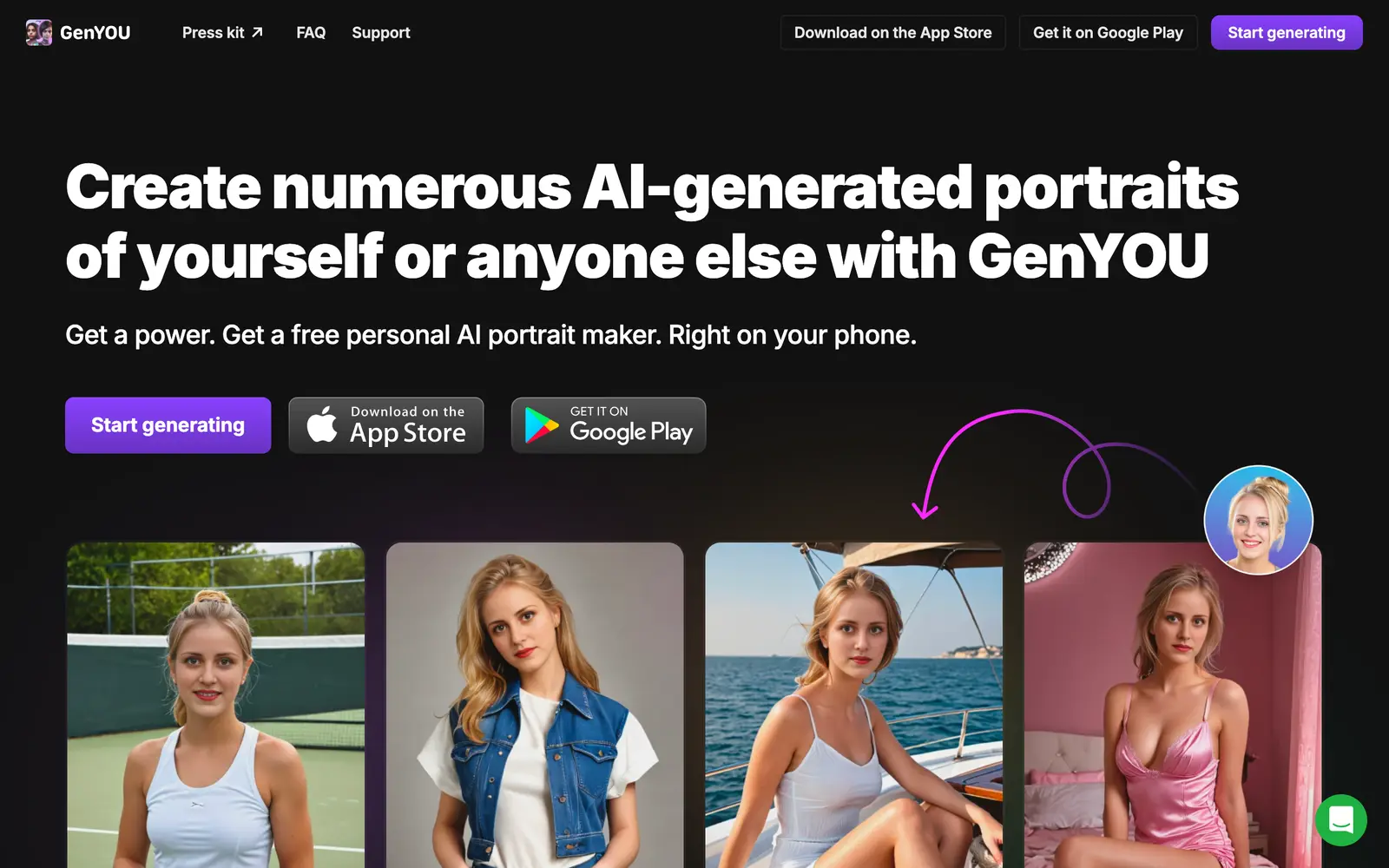 Screenshot of the GenYOU website