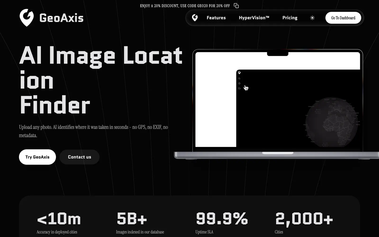 Screenshot of the GeoAxis website