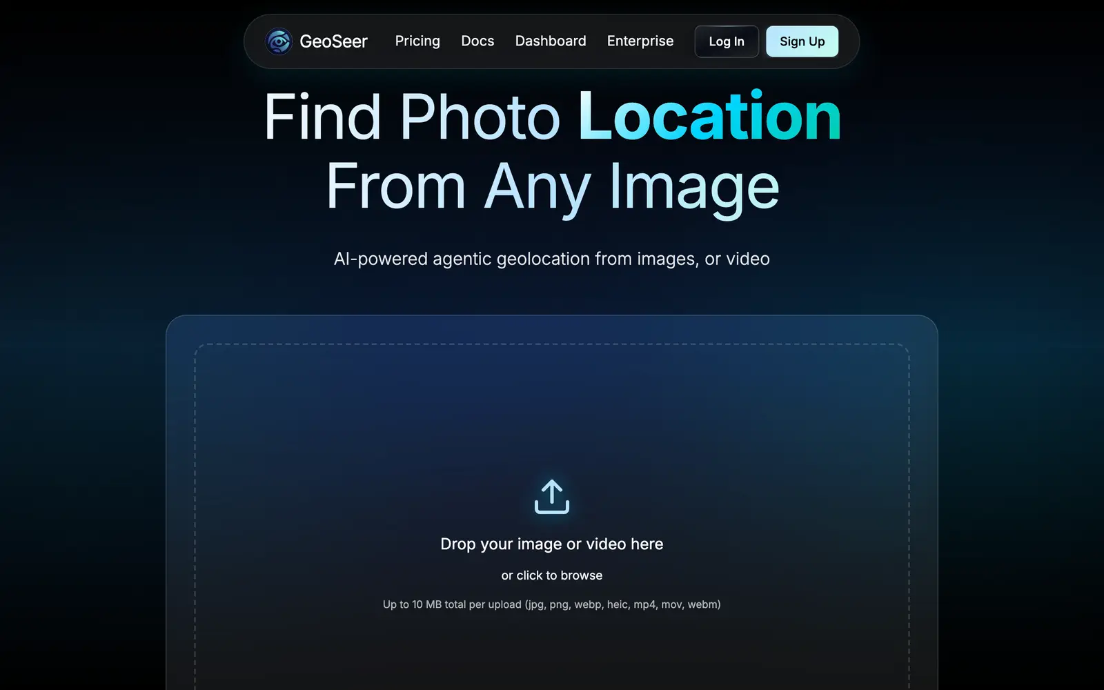 Screenshot of the GeoSeer website
