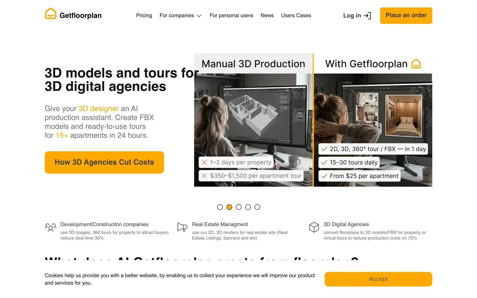 Screenshot of the Getfloorplan website