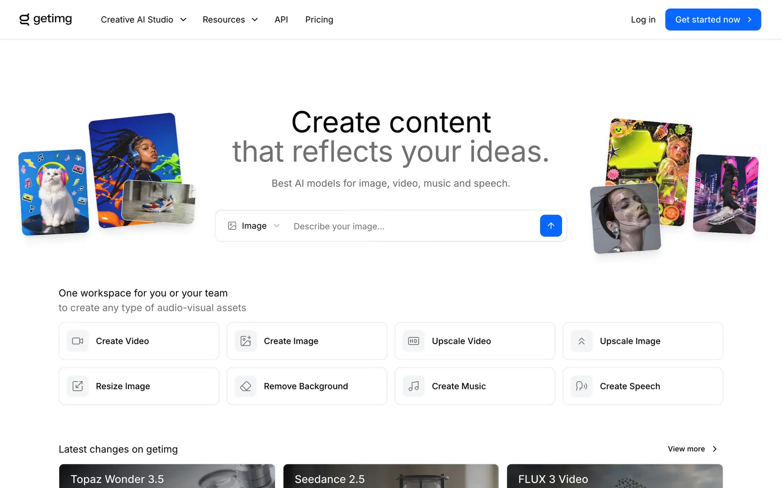 Screenshot of the getimg.ai website