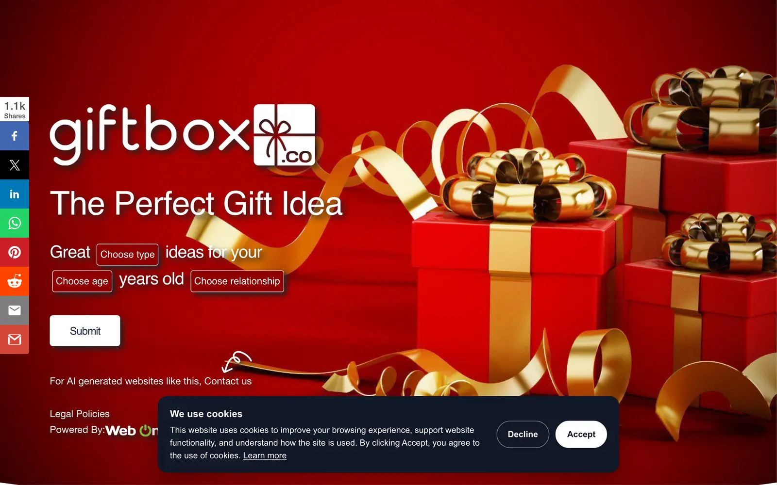 Screenshot of the Gift Box website