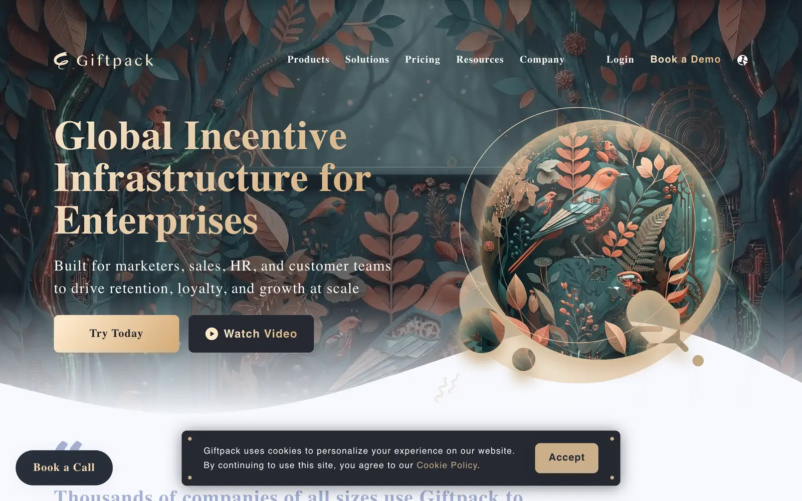 Screenshot of the Giftpack AI website