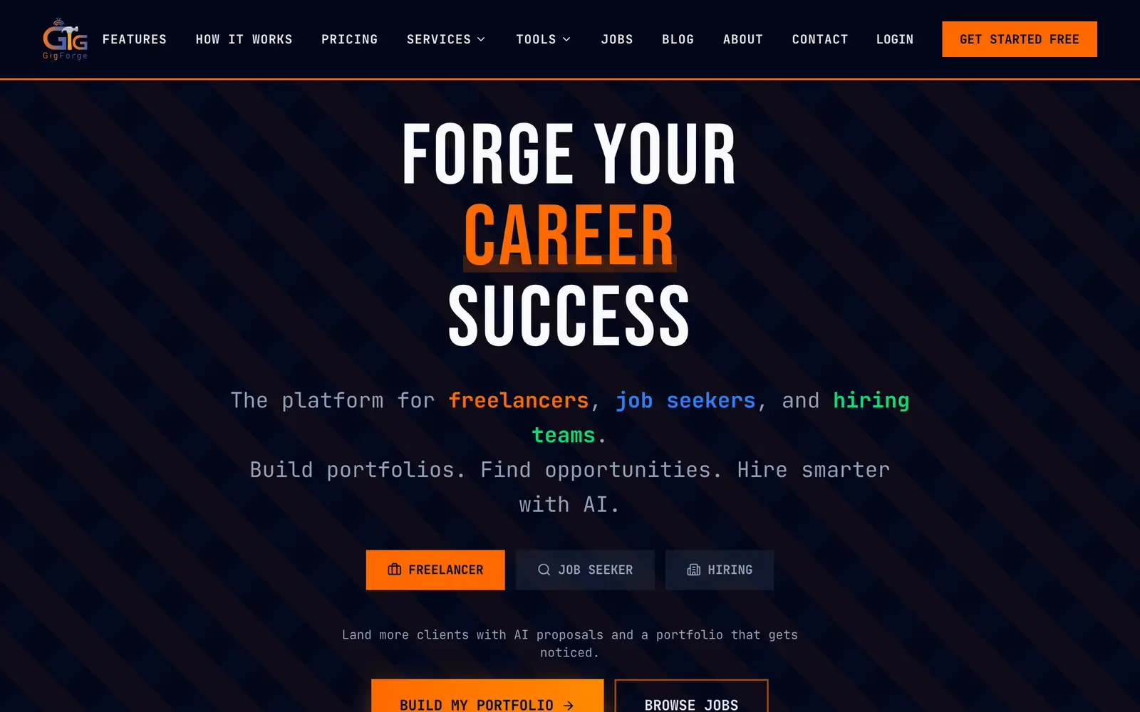Screenshot of the GigForge website