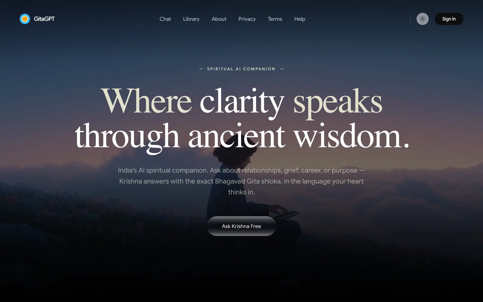 Screenshot of the GitaGPT website
