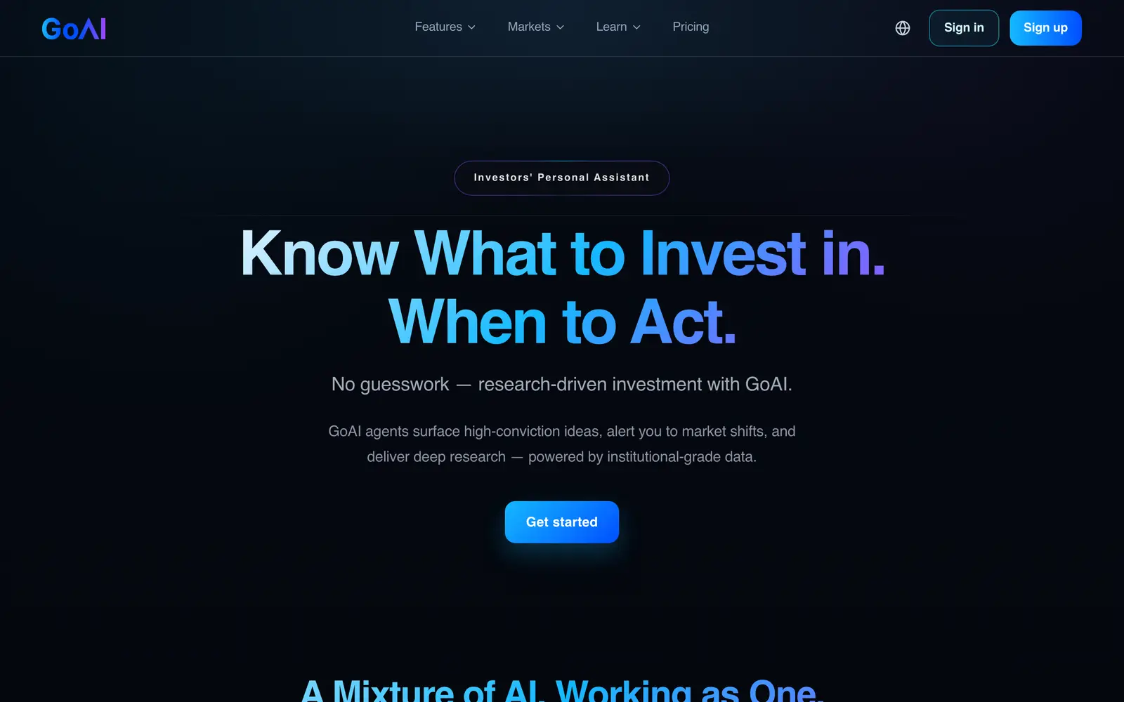 Screenshot of the GoAI website