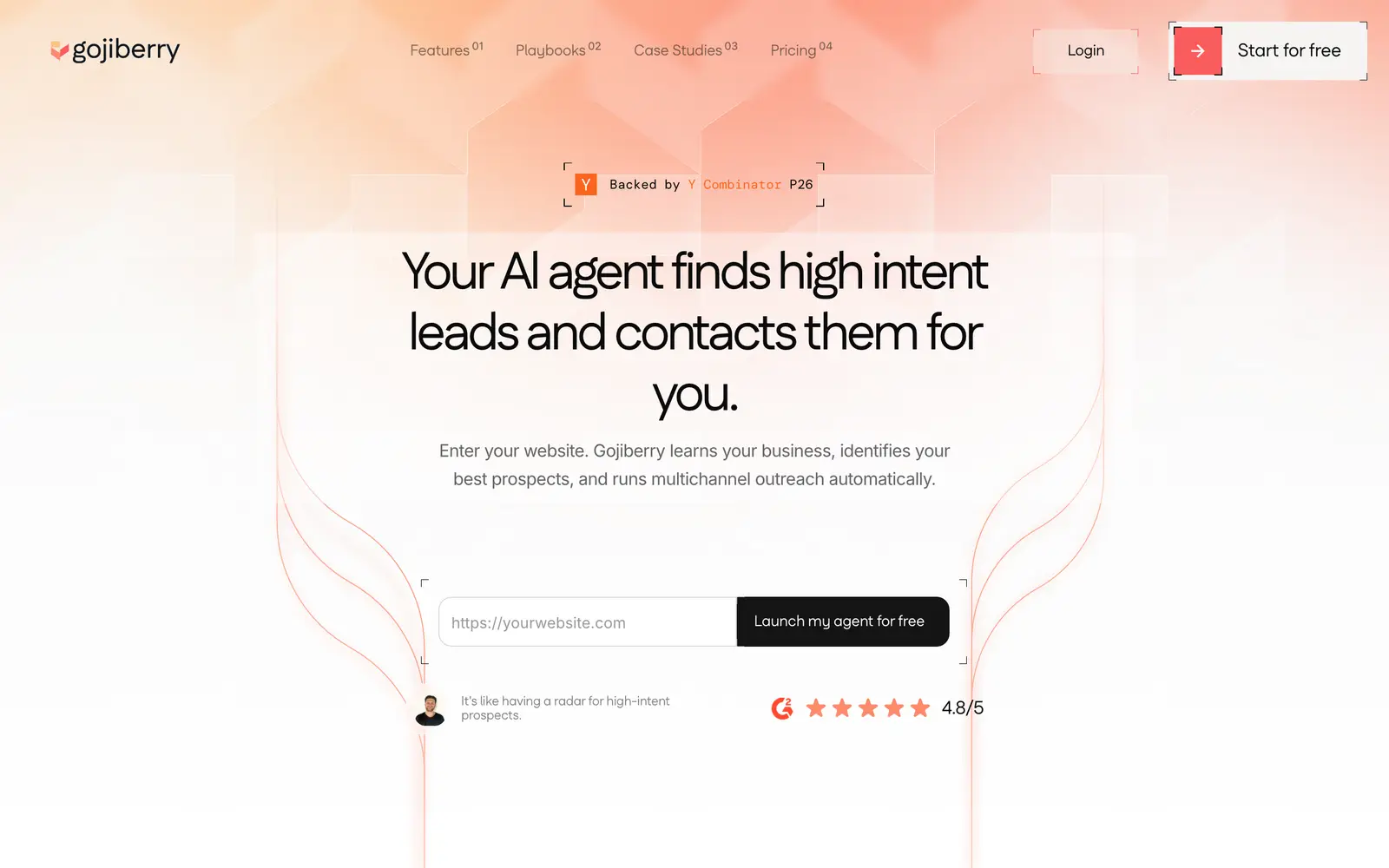Screenshot of the Gojiberry AI website