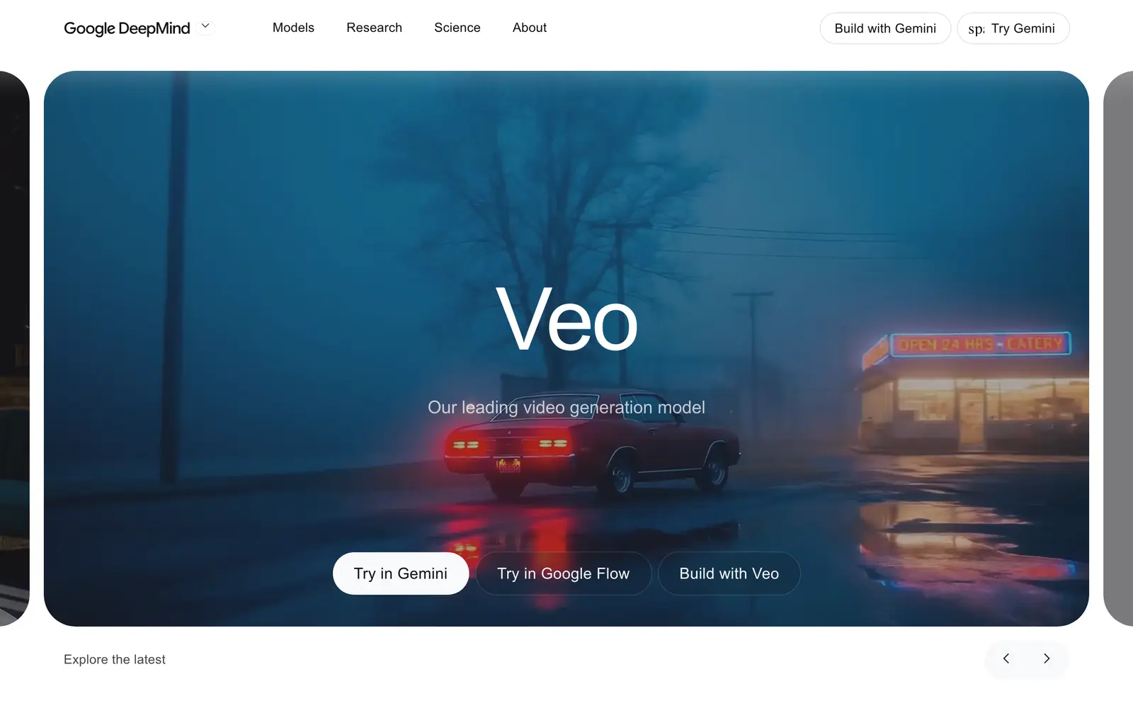 Screenshot of the Google Veo website