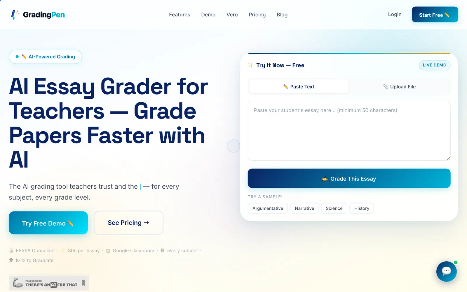 Screenshot of the GradingPen website