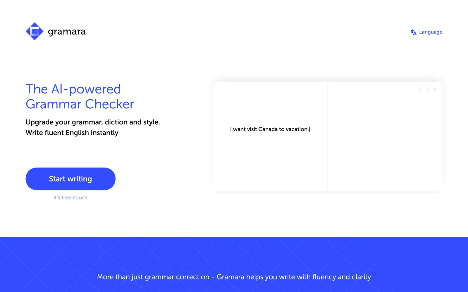Screenshot of the Gramara website