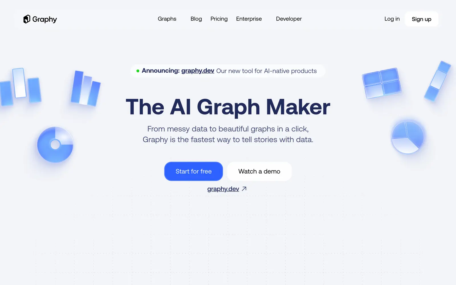 Screenshot of the Graphy app website