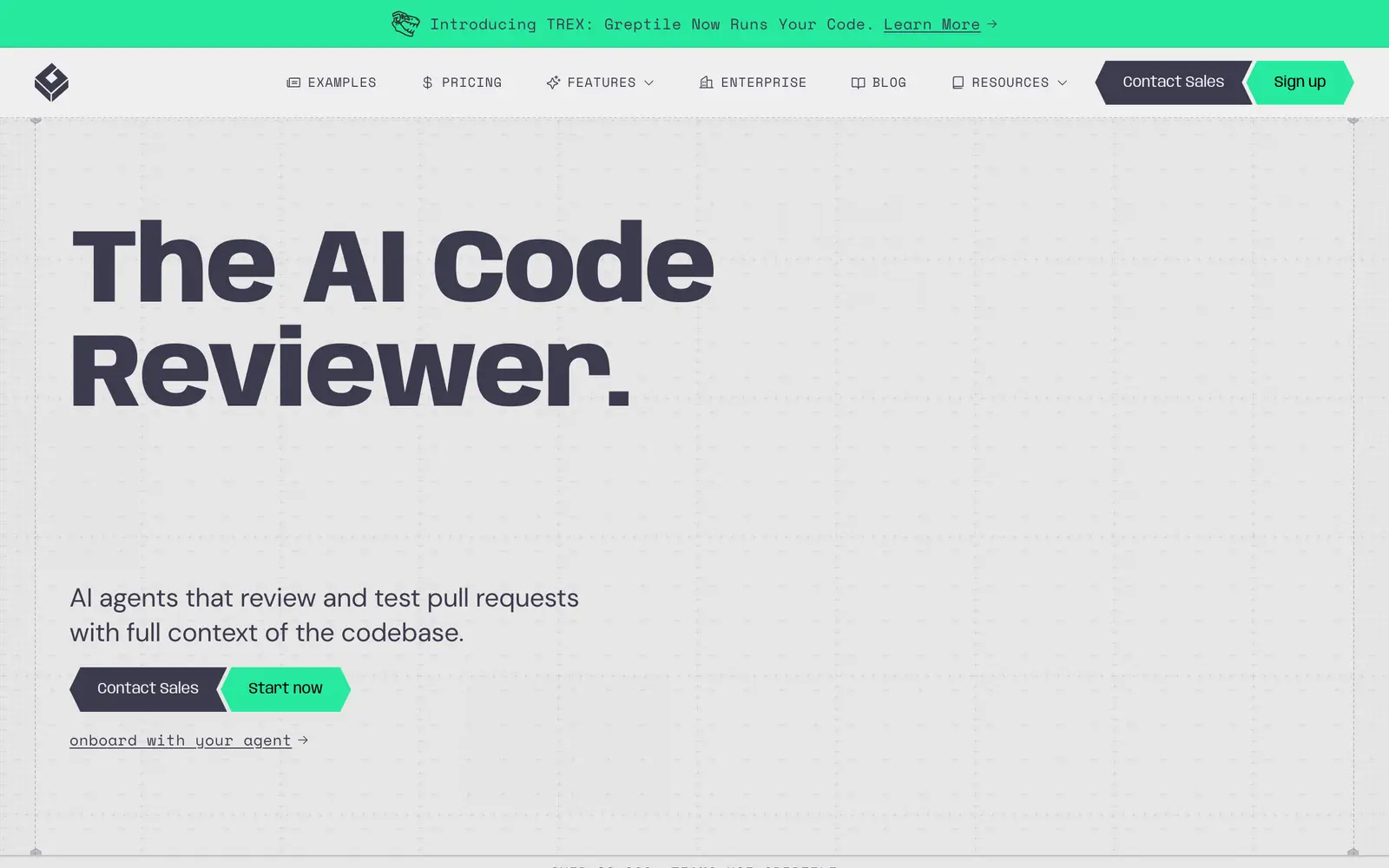 Screenshot of the Greptile website