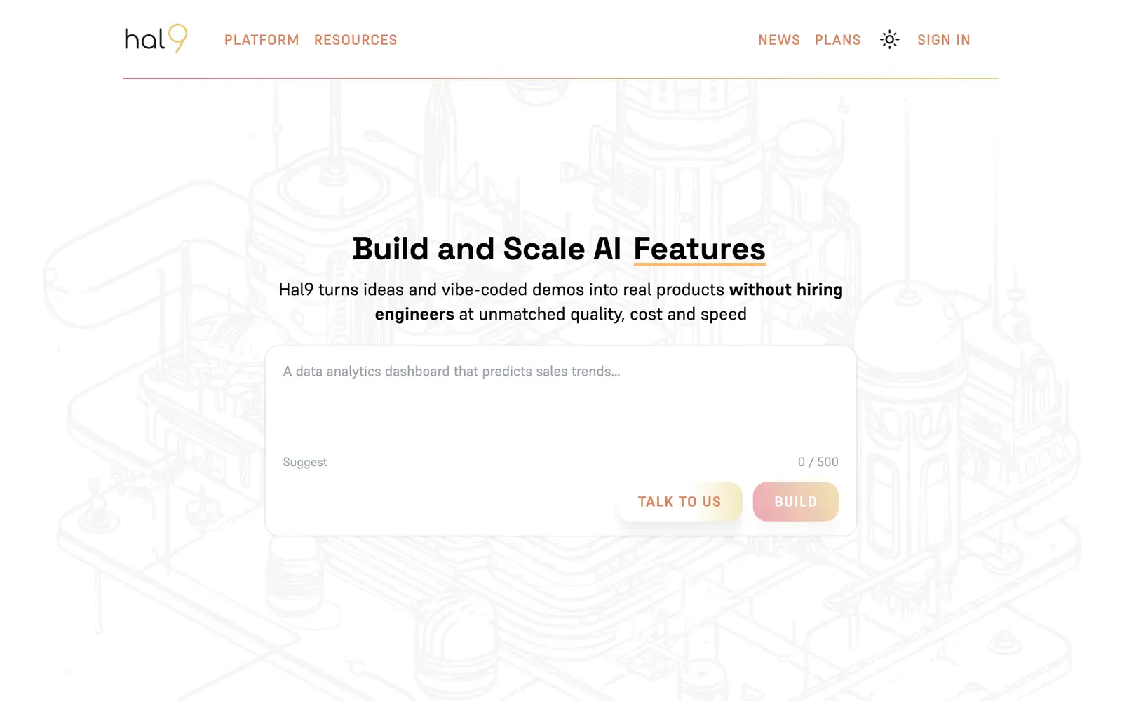 Screenshot of the Hal9 website
