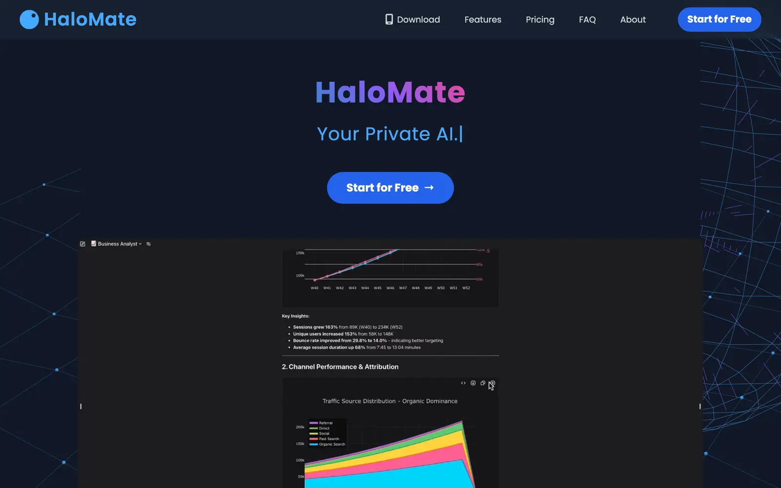 Screenshot of the HaloMate website