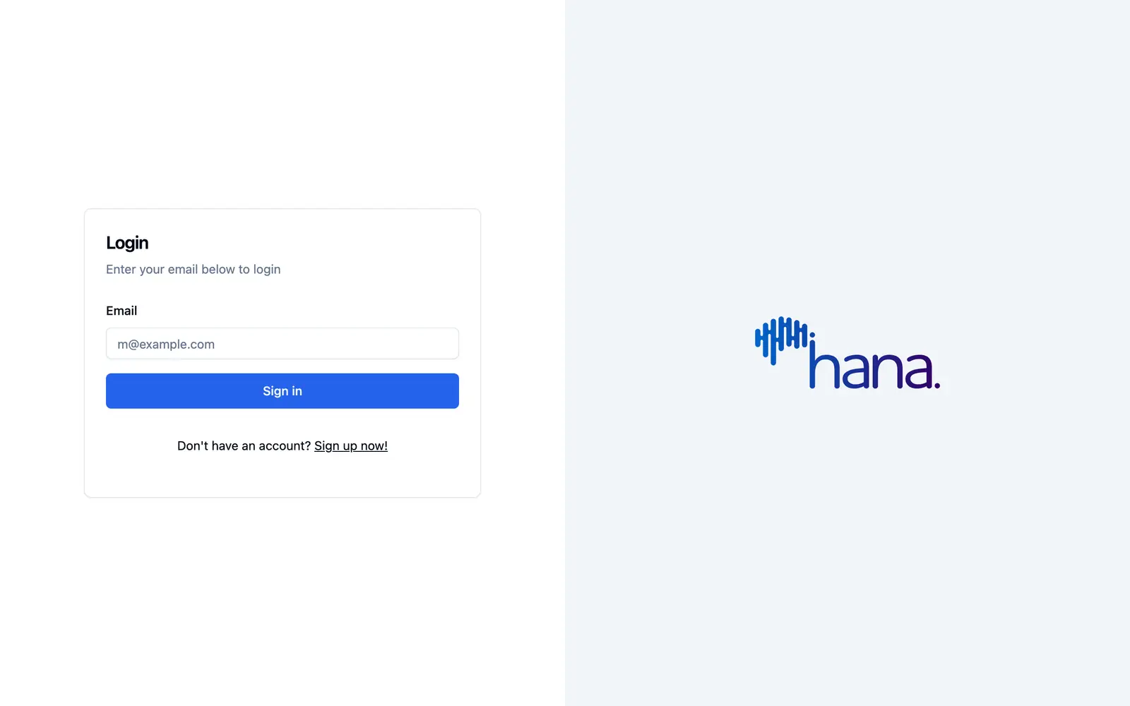 Screenshot of the Hana Newsletters website
