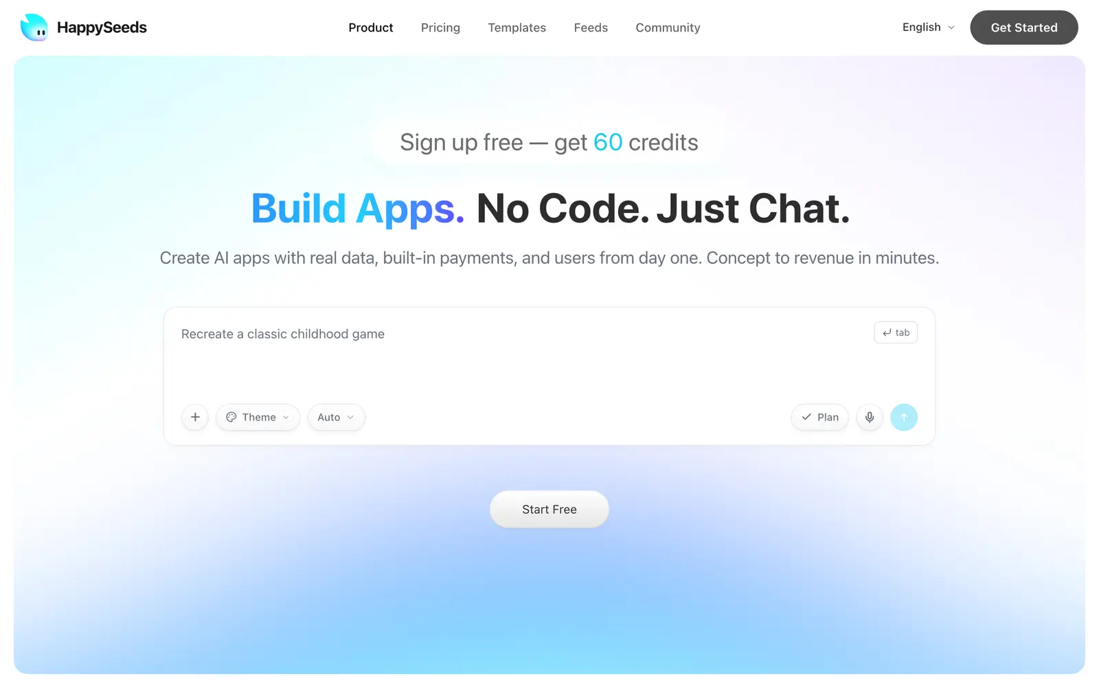 Screenshot of the HappySeeds website