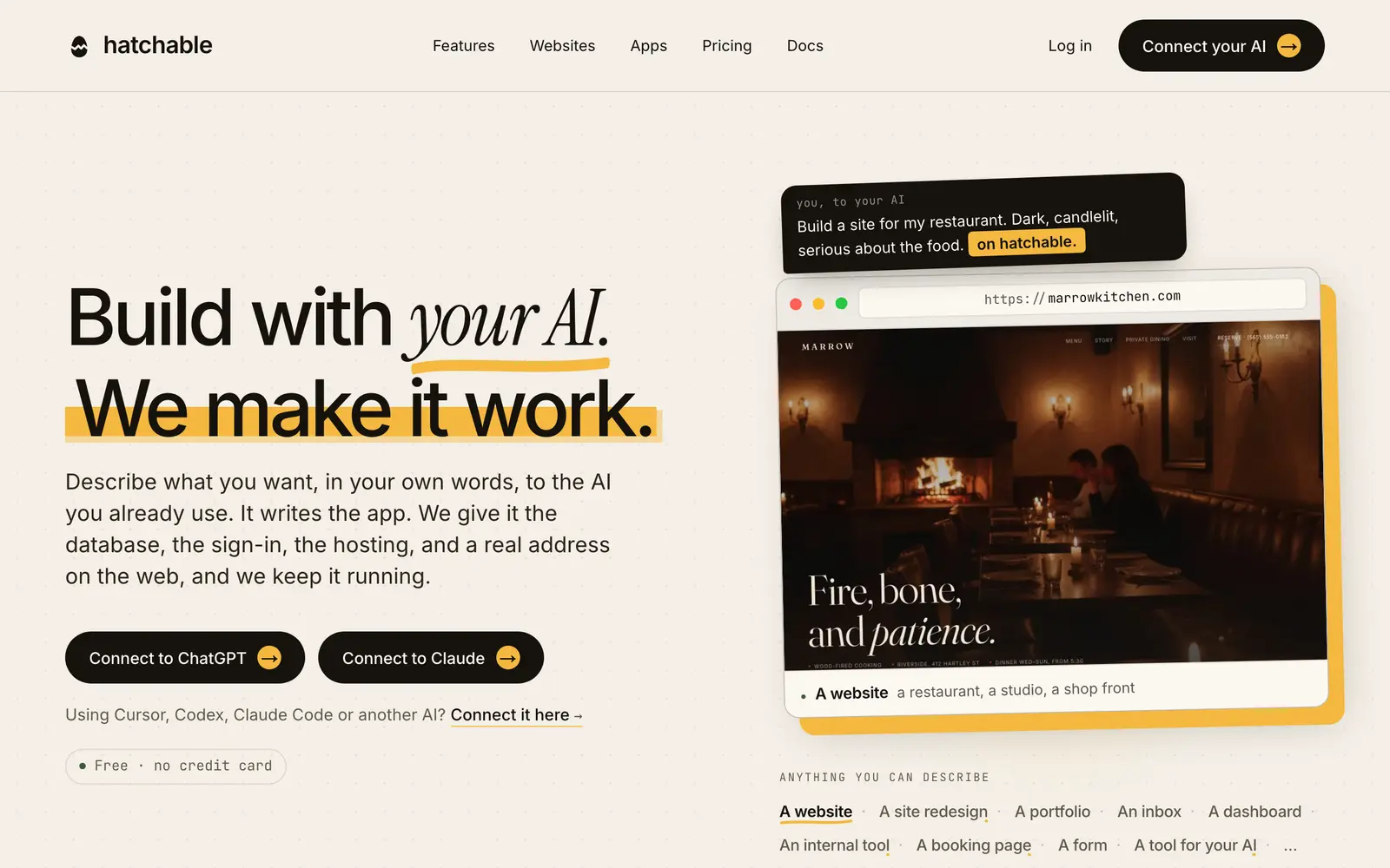 Screenshot of the Hatchable website