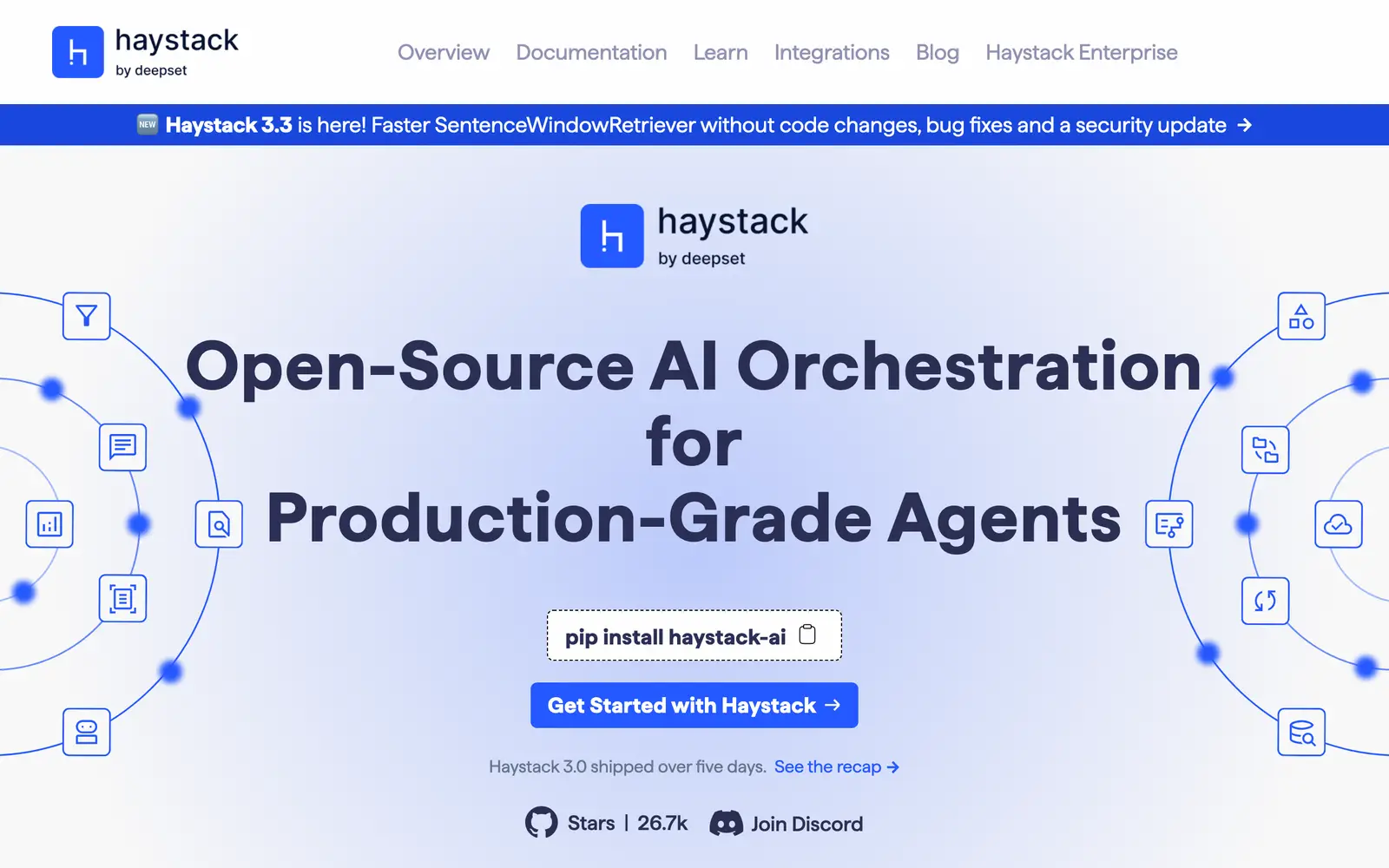 Screenshot of the Haystack website