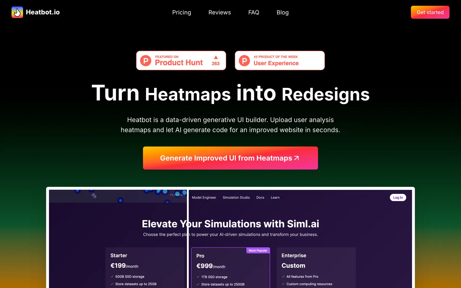 Screenshot of the Heatbot website