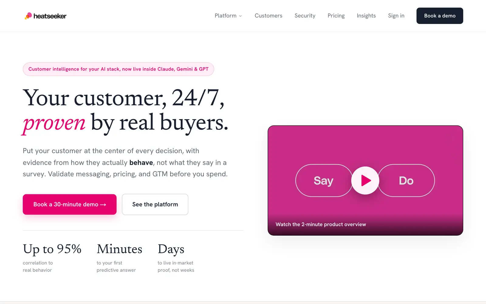 Screenshot of the Heatseeker website