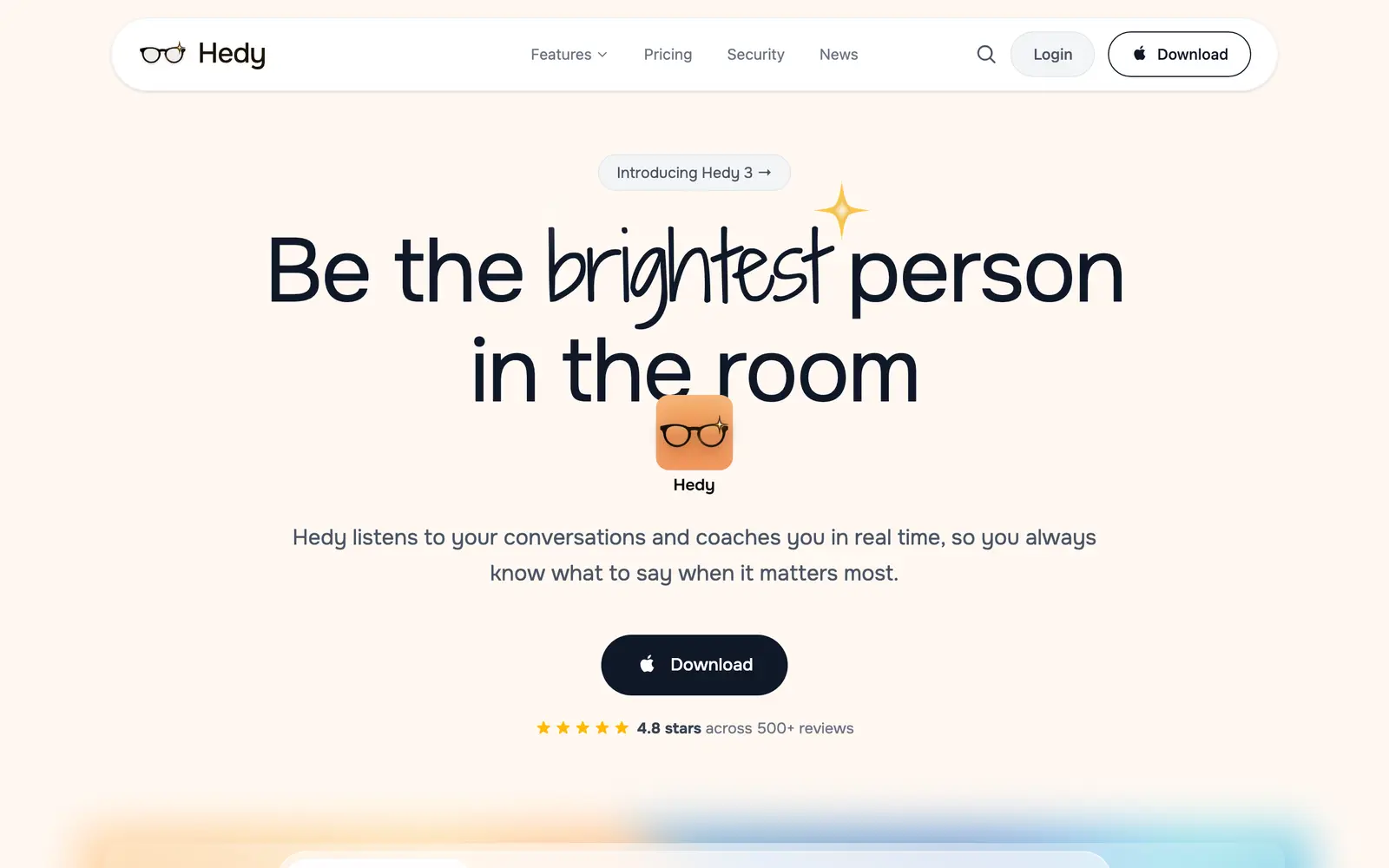 Screenshot of the Hedy AI website