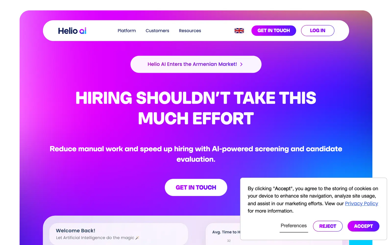 Screenshot of the HelioAI website