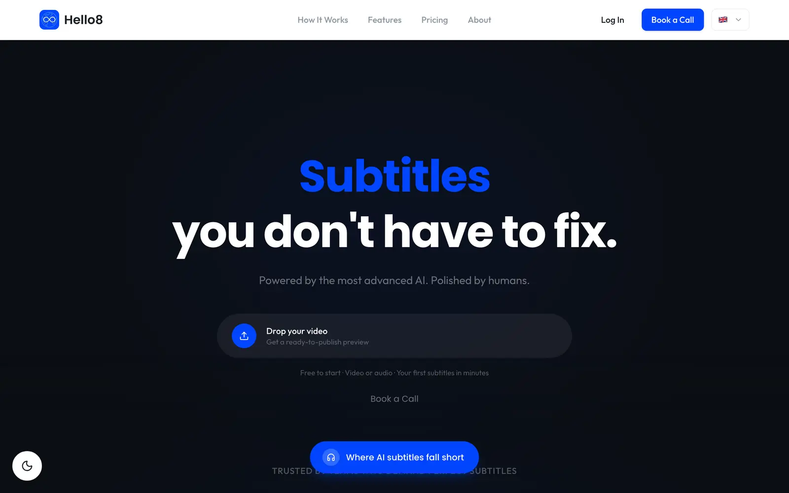 Screenshot of the Hello8 website