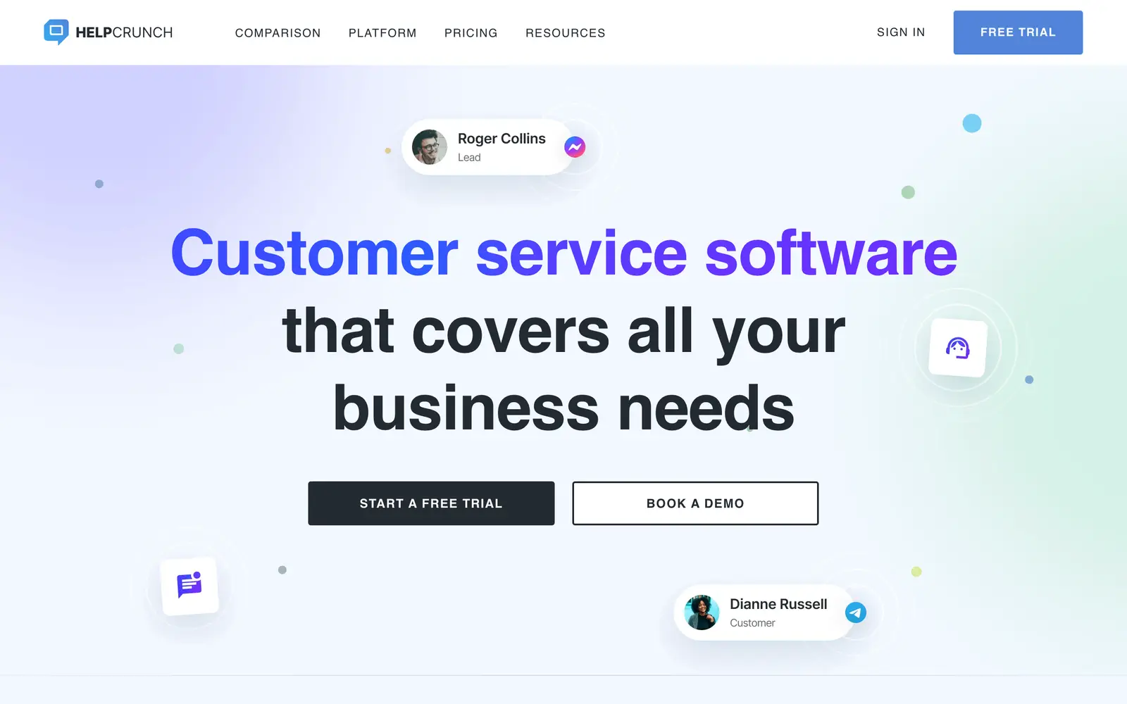 Screenshot of the HelpCrunch website