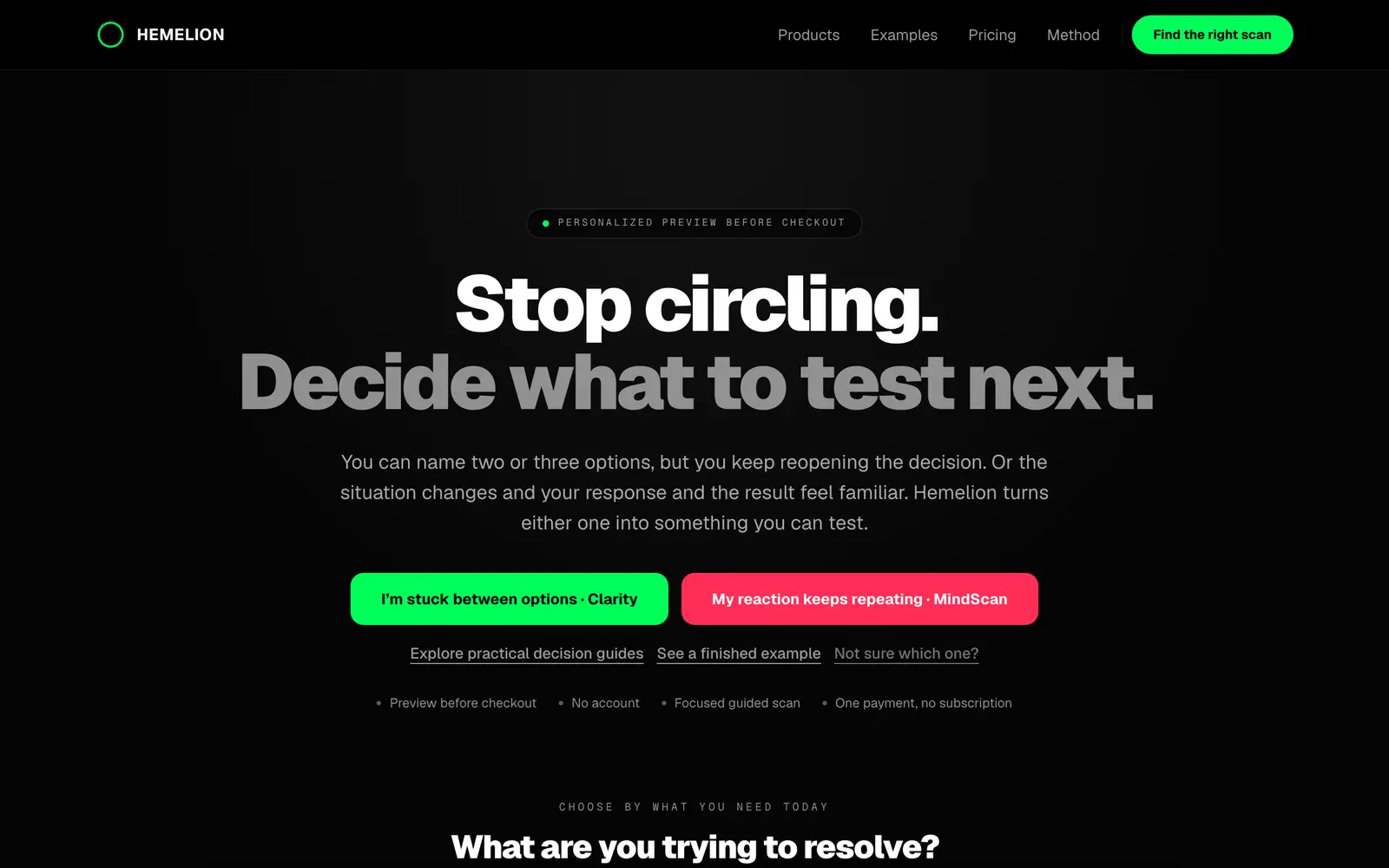 Screenshot of the Hemelion website