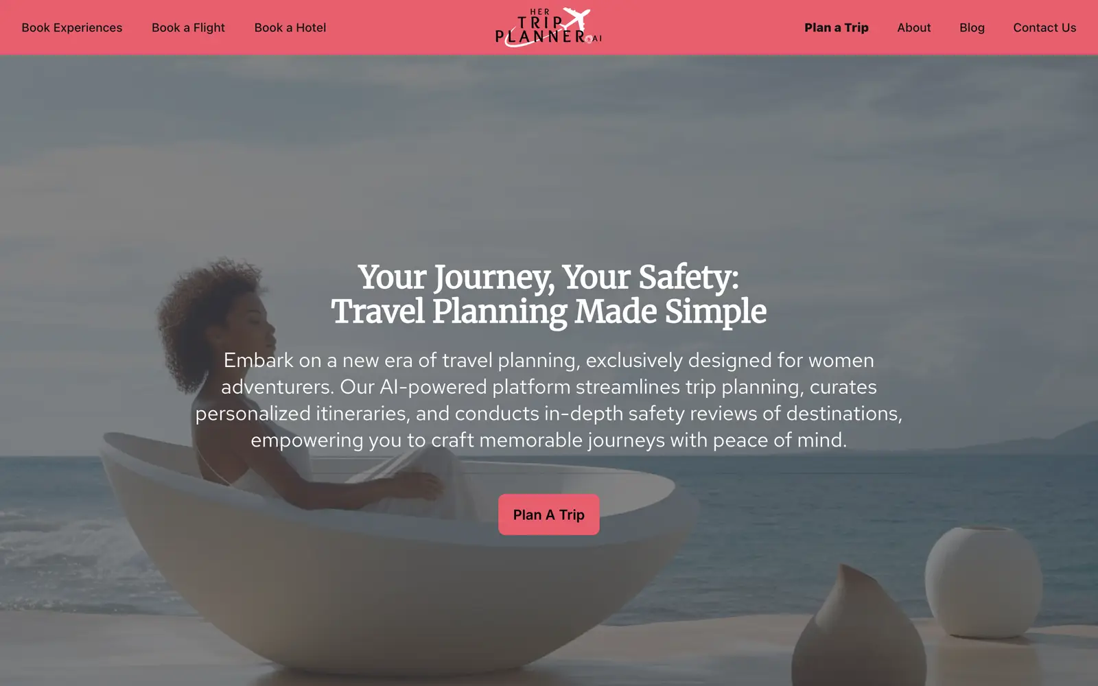 Screenshot of the Her Trip Planner website