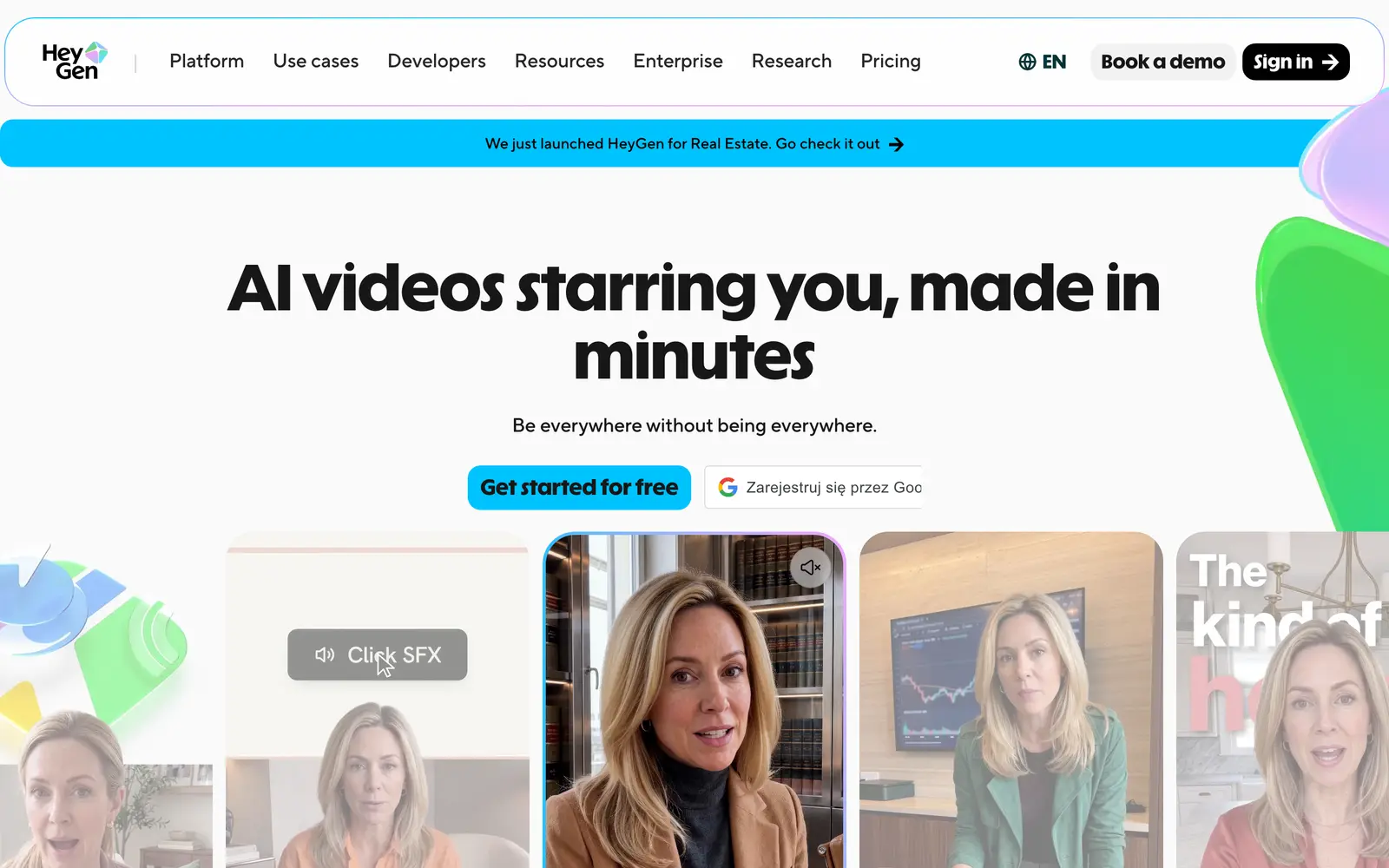 Screenshot of the HeyGen website