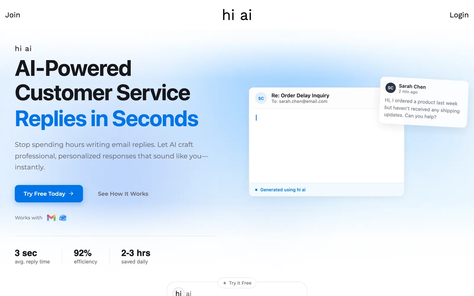 Screenshot of the hi ai website