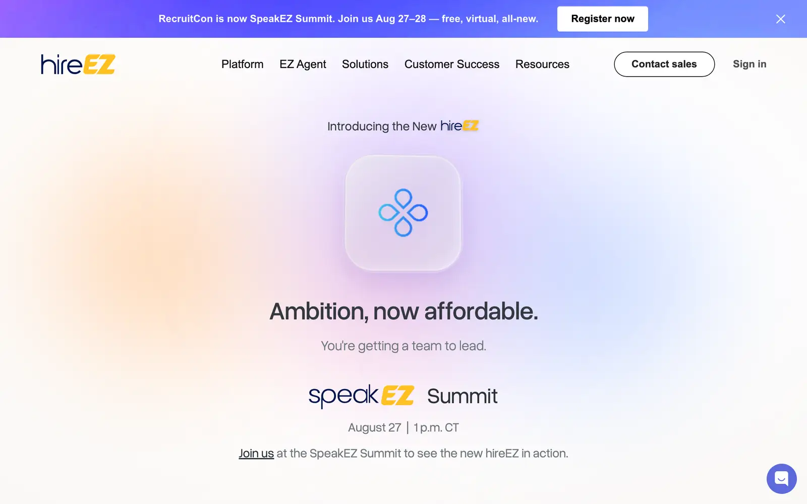 Screenshot of the hireEZ website
