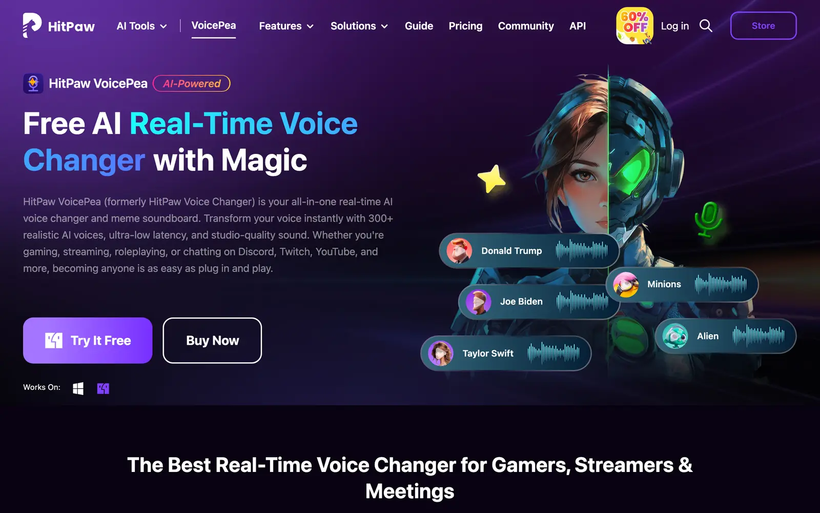 Screenshot of the HitPaw Voice Changer website