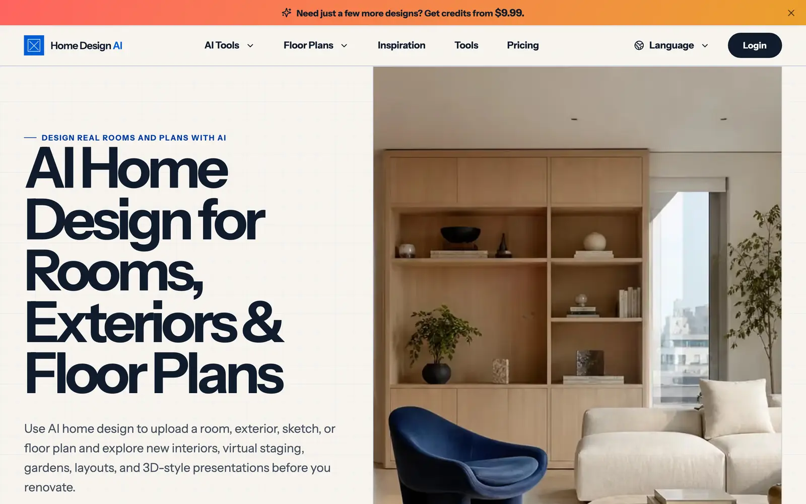 Screenshot of the Home Design AI website