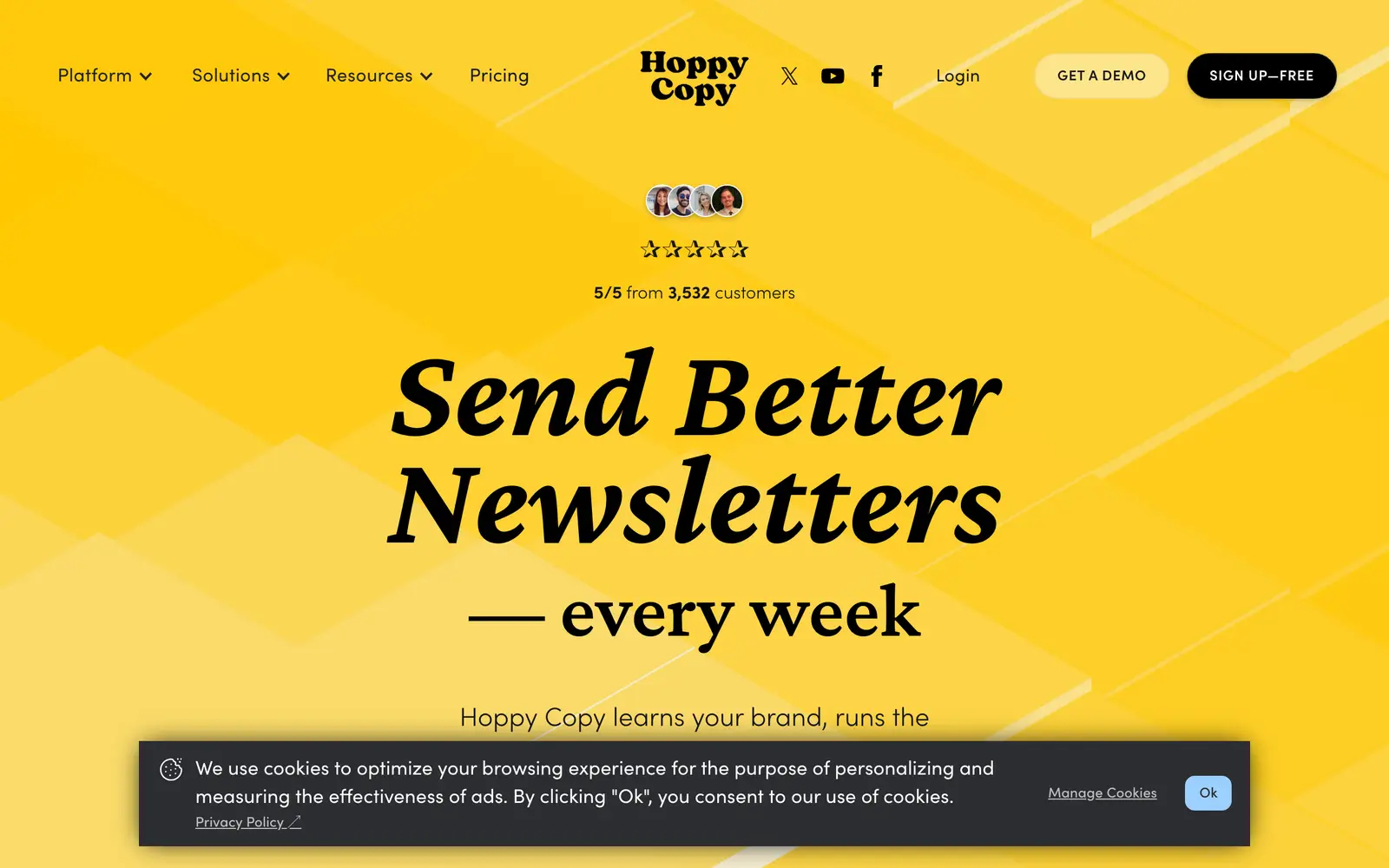 Screenshot of the Hoppy Copy website